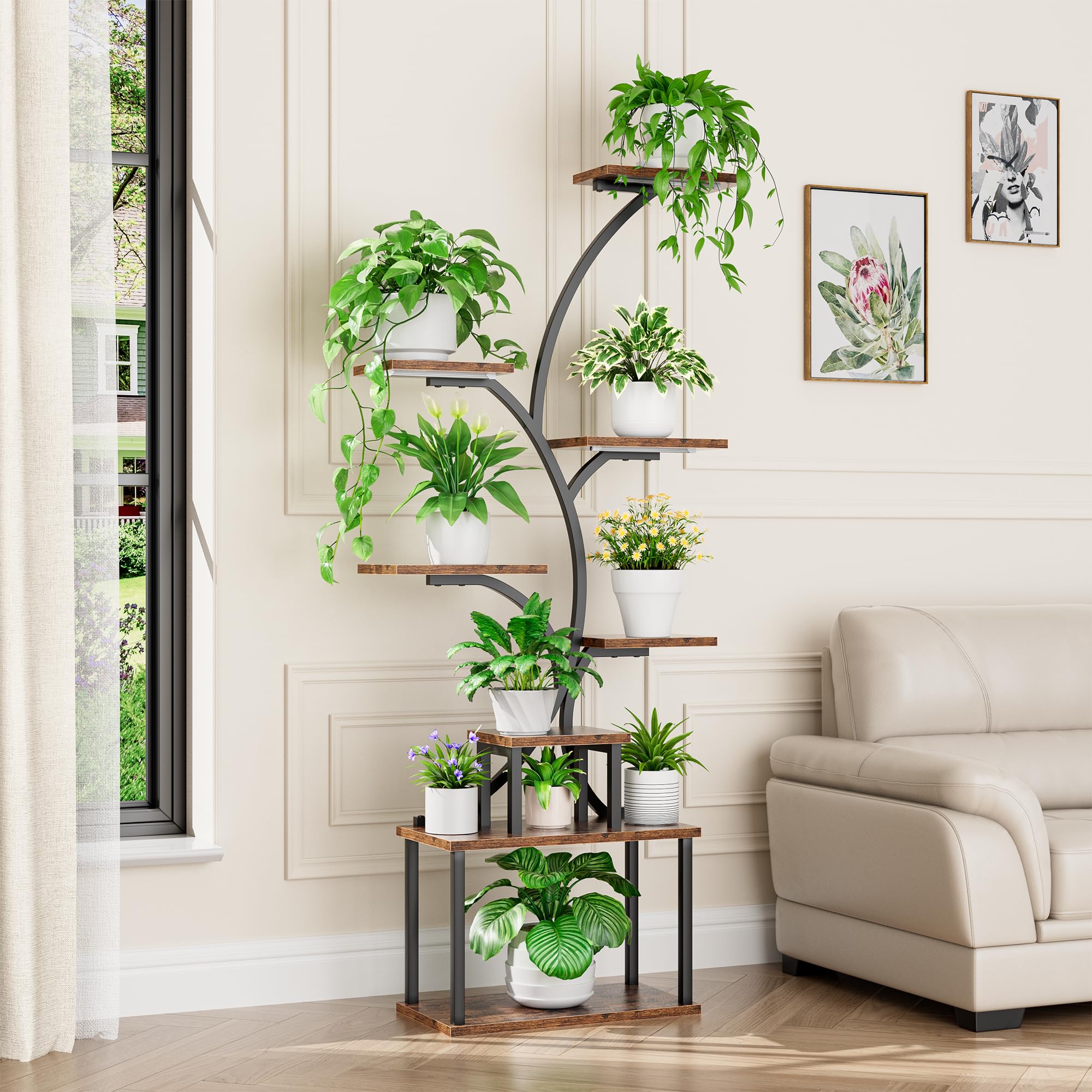 Plant Stand Indoor with Grow Light, 8-Tiered Tall Plant Stands for Indoor Plants Multiple