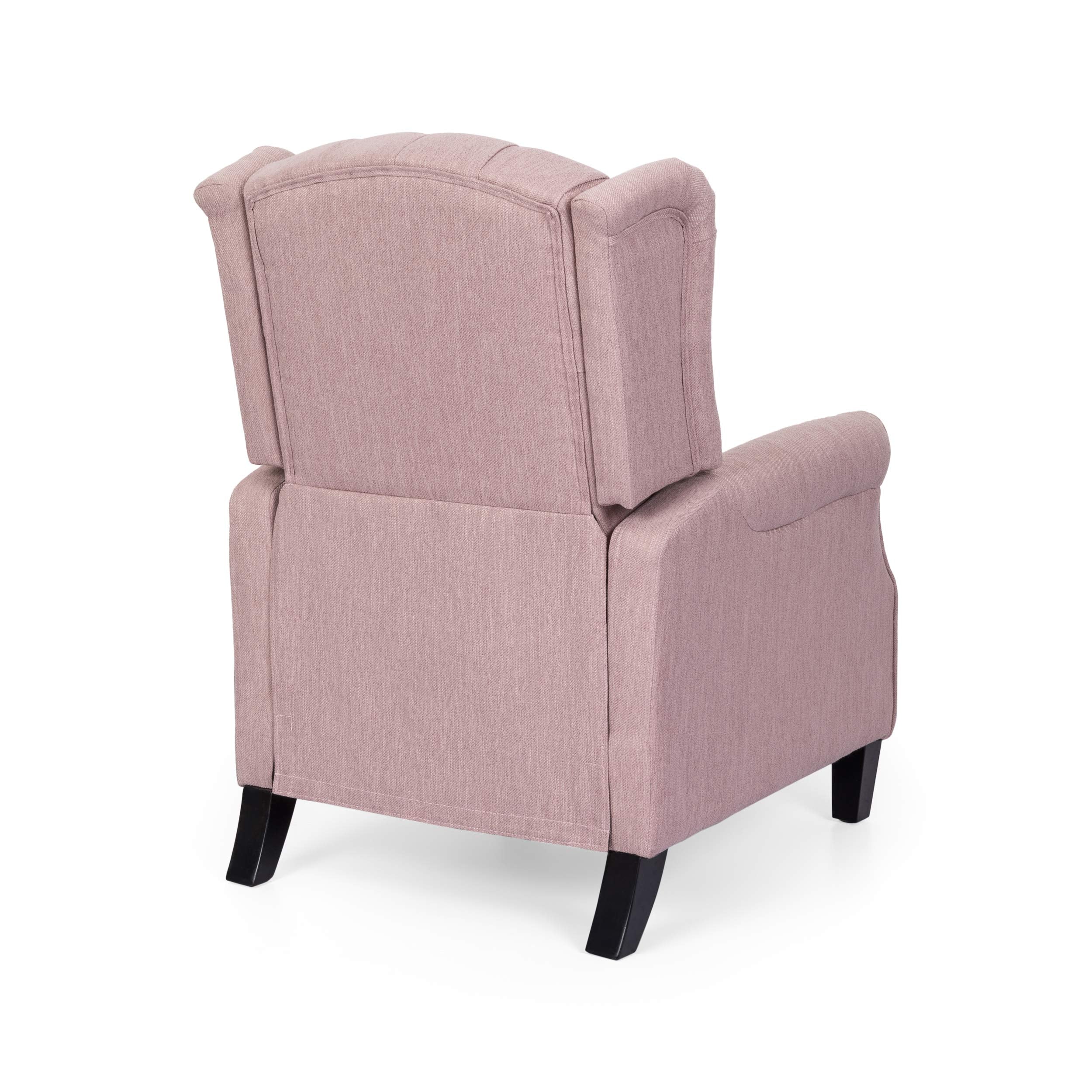 Sarah Fabric Recliner, Light Blush, Dark Brown