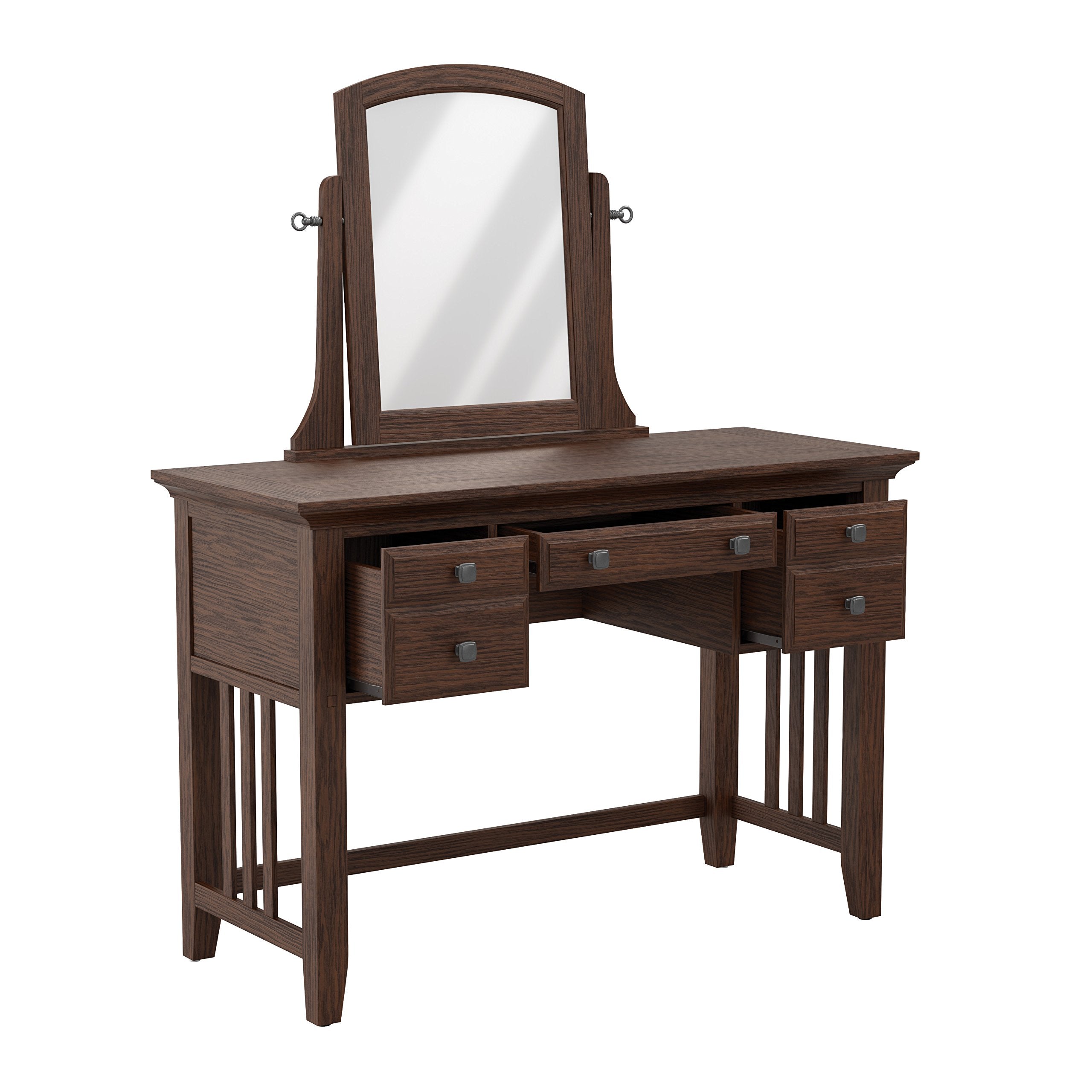 OSP Home Furnishings Modern Mission Vintage Oak Vanity with Mirror