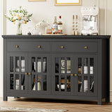 Black Buffet Cabinet with Storage, 55.1" Large Kitchen Cabinet Sideboard Cabinet