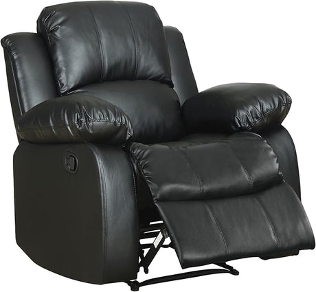 60" Bonded Leather Double Reclining Loveseat, Black