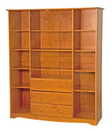 100% Solid Wood Family Wardrobe Closet/Armoire, Honey Pine. 3 Clothing Rods Included