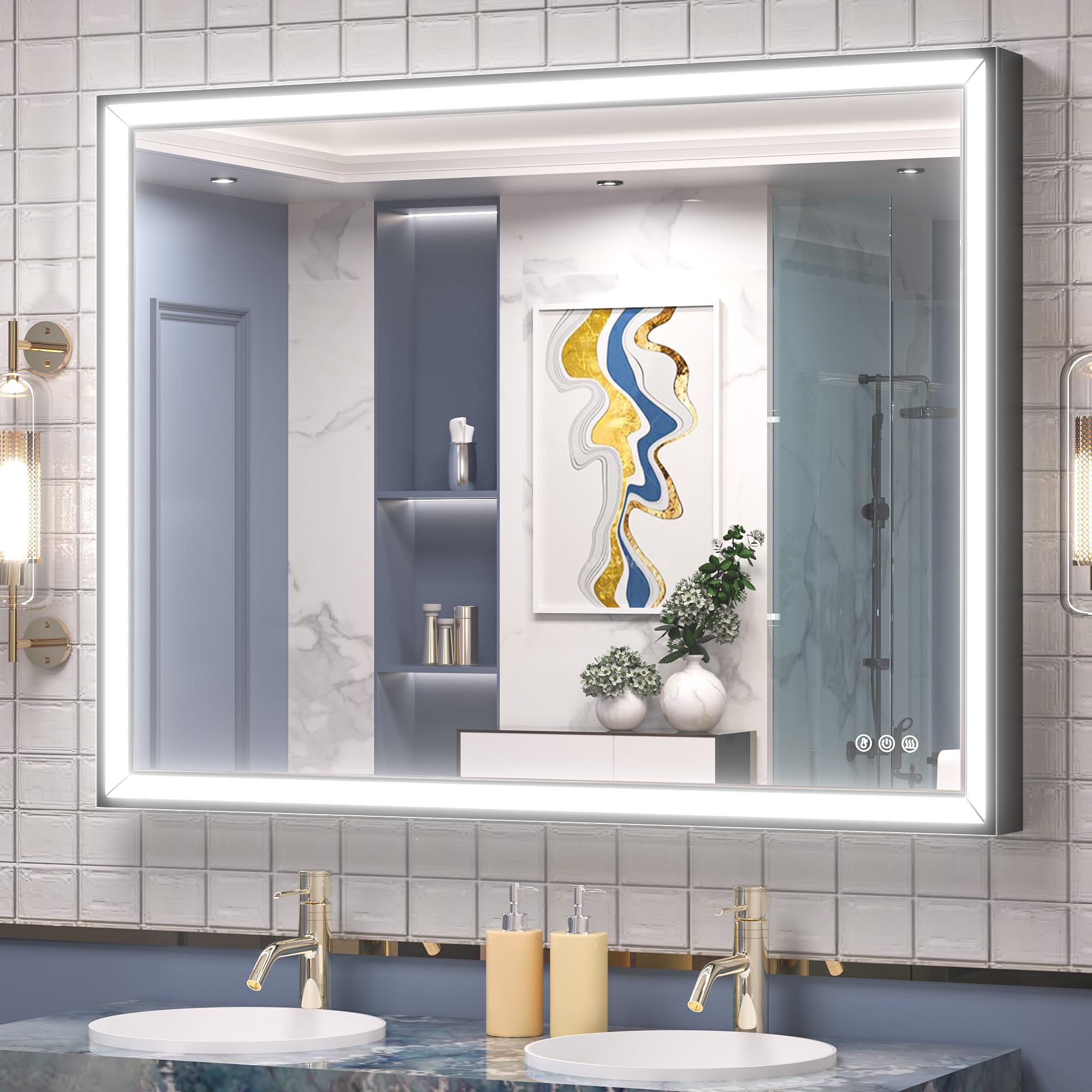 LED Bathroom Mirror  with Frontlit, 3X Ultra Brightness