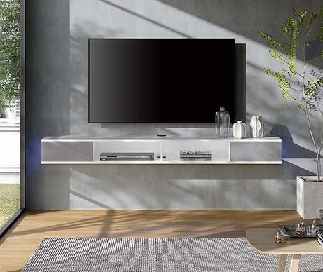 Black Floating TV Shelf 70 inch, Entertainment Center Wall Mounted Media Console