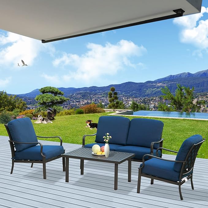 7 Pieces Patio Dining Sets All-Weather Metal Outdoor Modern Dining Sets with Table