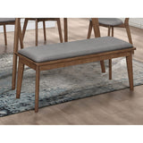 Mid Century Modern Wood Dining Bench Upholstered Padded Seat Cushion Gray