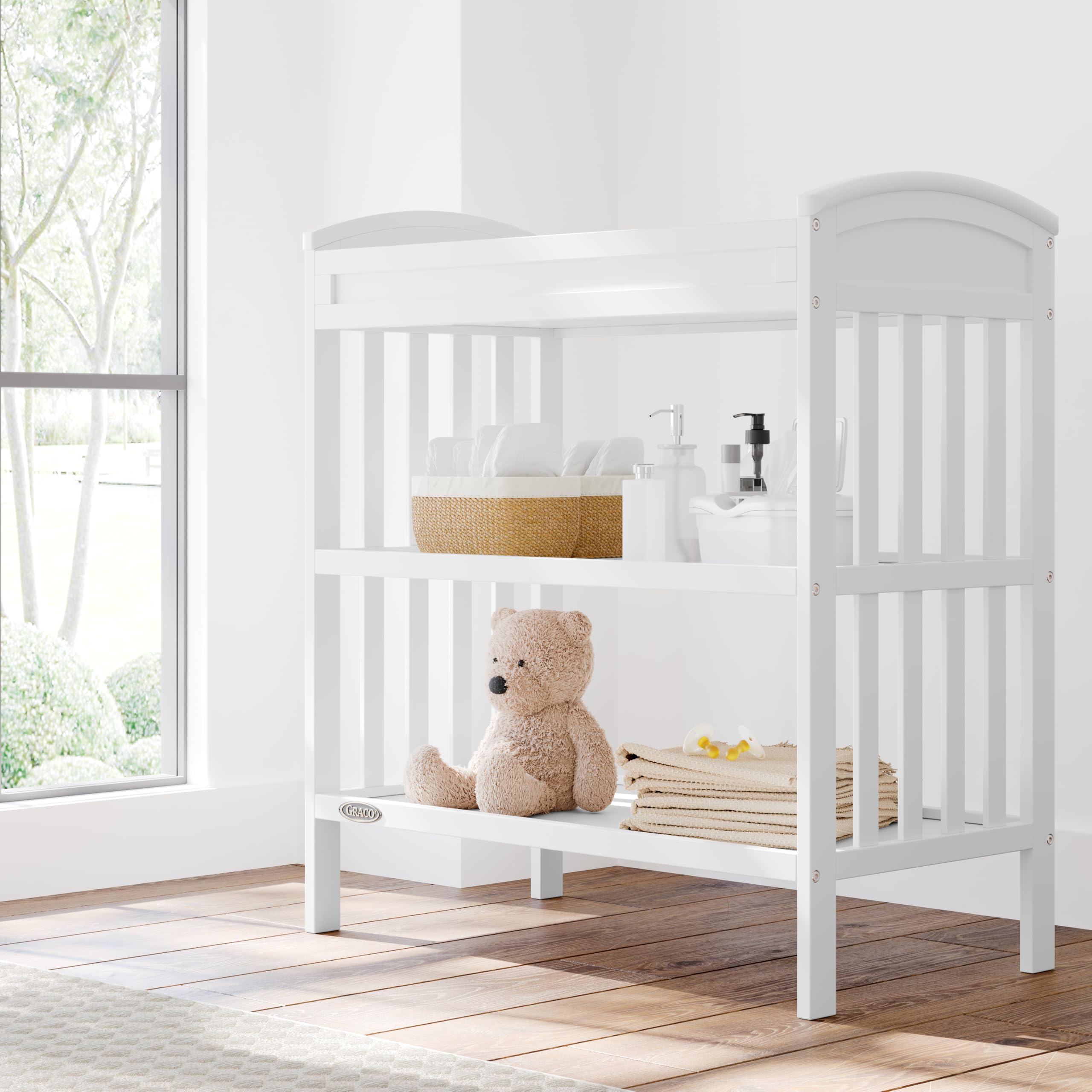 Benton Changing Table with Bonus Water-Resistant Changing Pad (White) - GREENGUARD Gold Certified