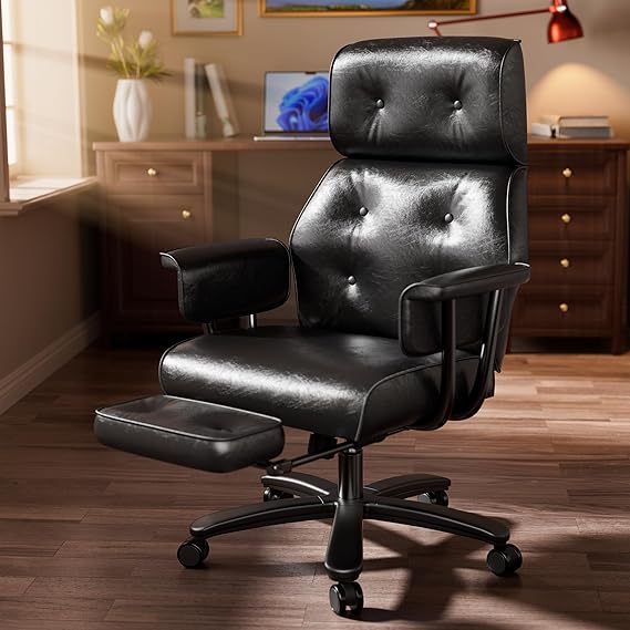 Big and Tall Reclining Office Chair with Footrest - 400lbs Capacity