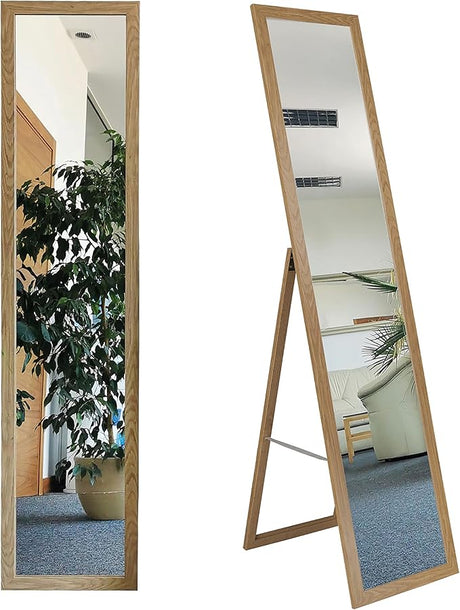 Floor Standing Full Lenght White Wooden Framed Mirror 61'' x 14'' Perfect for Bedroom