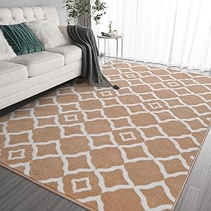 Ultra Soft Shag Area Rug for Bedroom, 5x8 Black/White Large Fluffy Geometric Living RoomRugs,