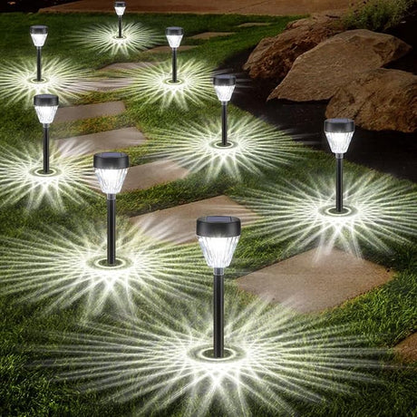 Solar Pathway Lights Waterproof: 8Pack Solar Lights Outdoor Garden Lights Auto On/Off