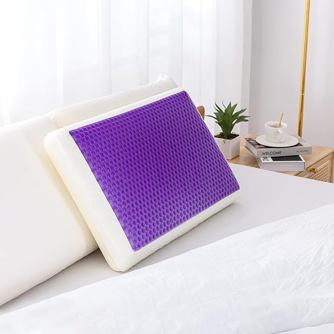 Cooling Memory Foam Pillow with Two-Sided Reversible Cover, Neck Support for Back