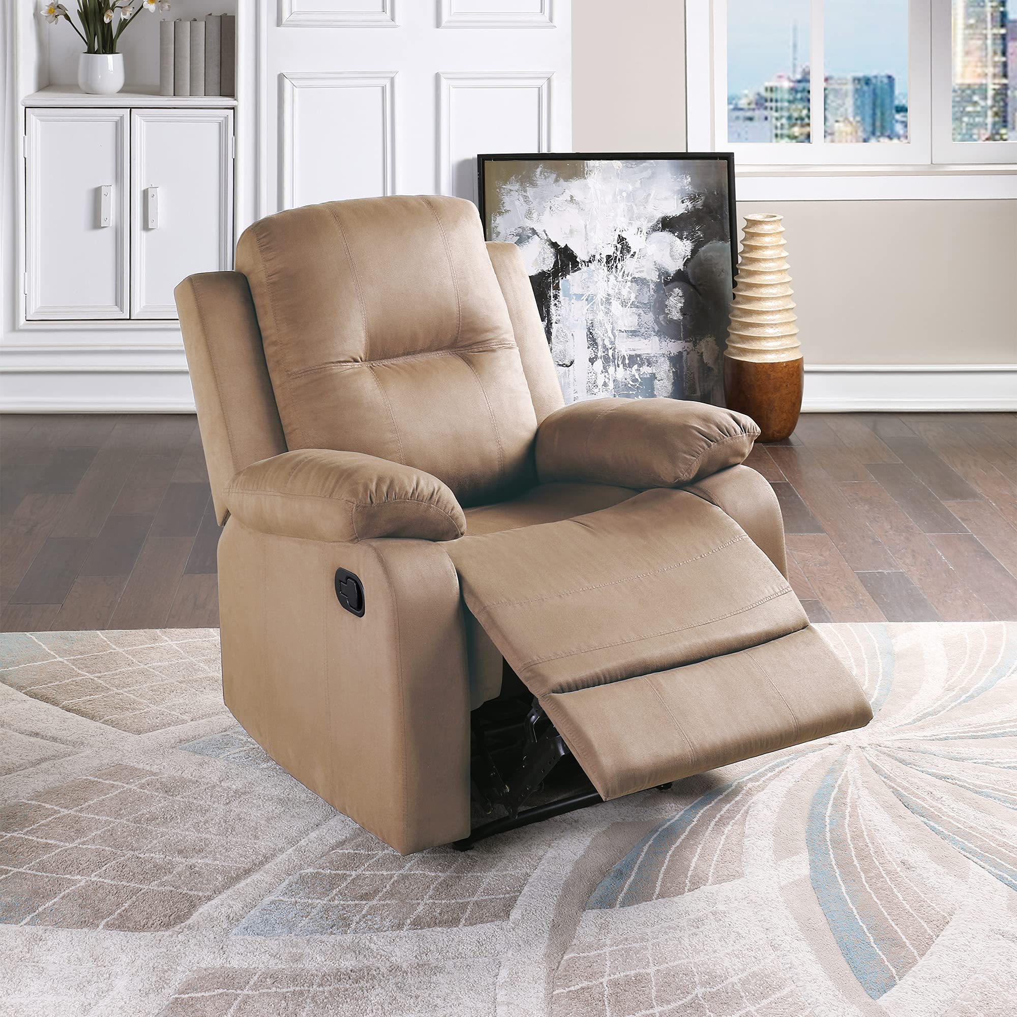HearthEase Microfiber Recliner Chair – High-Density Foam with Sturdy Wood Frame