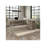 Hybrid 72-Inch W L-Shaped Table Desk with 3-Drawer Mobile File Cabinet Bundle