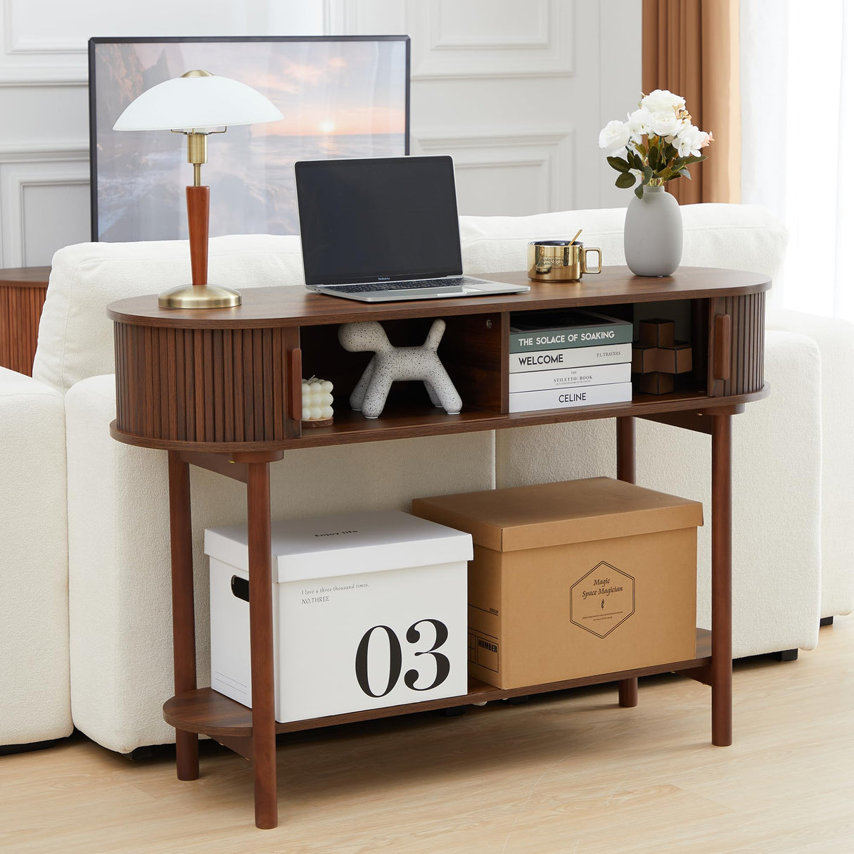 Console Table with Storage, 2-Tier Modern Sofa Table for Living Room