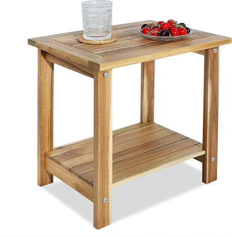 Double Adirondack Side Table, Weather-Resistant Rectangular End Table for Patio