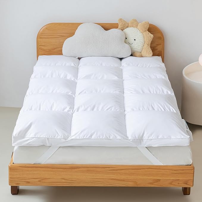 3 Inch White Goose Feather Mattress Topper,King Feather Bed Topper