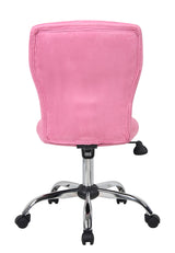 Tiffany Crystal Tufted Office Chair - Pink Microfiber