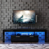 Black TV Stand for 55/60/65/70/75 Inch TV, Modern Entertainment Center for Video