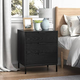 Nightstand with 3 Drawers, Modern Wood Night Stand with Storage Drawers