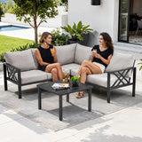 Patio Furniture Set, 6 Pieces L-Shaped Outdoor Couch Sectional with 2.4" Wide Armrest