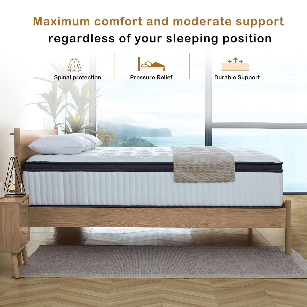 Twin Mattress, 10 Inch Innerspring Hybrid Mattress in a Box with Gel Memory Foam,