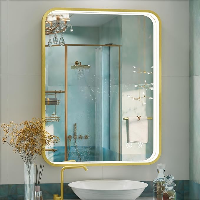 LED Bathroom Mirror with Lights, Wall Mounted Lighted Bathroom