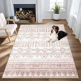 Area Rug for Living Room 9x12: Large Washable Boho Moroccan Rugs Geometric Neutral Rug