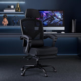 Home Office Desk Chair with Footrest, High-Back Mesh Rolling Swivel Reclining Chairs