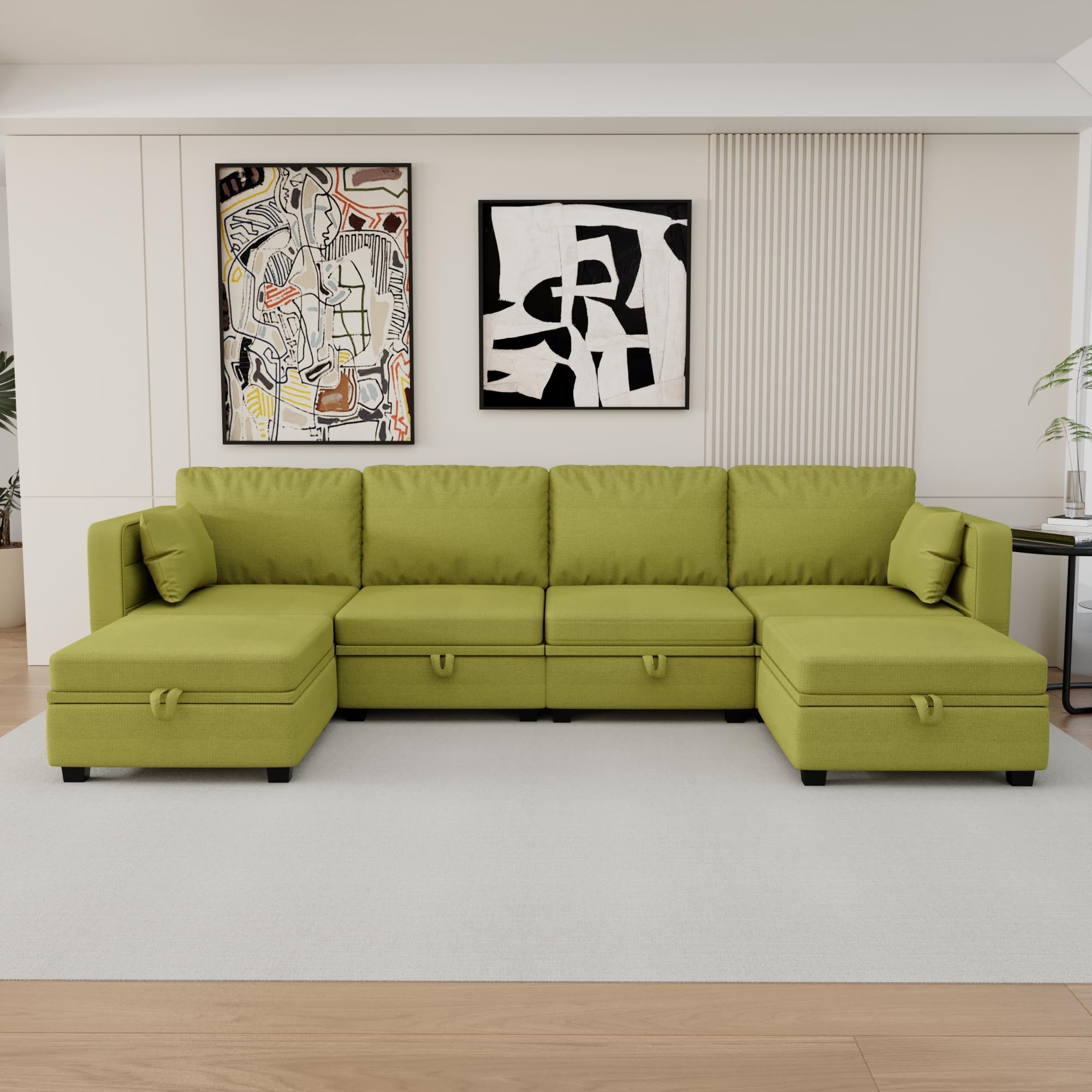 U-Shape Symmetrical Corner Couch Adjustable Backrest & Armrest for Living Room