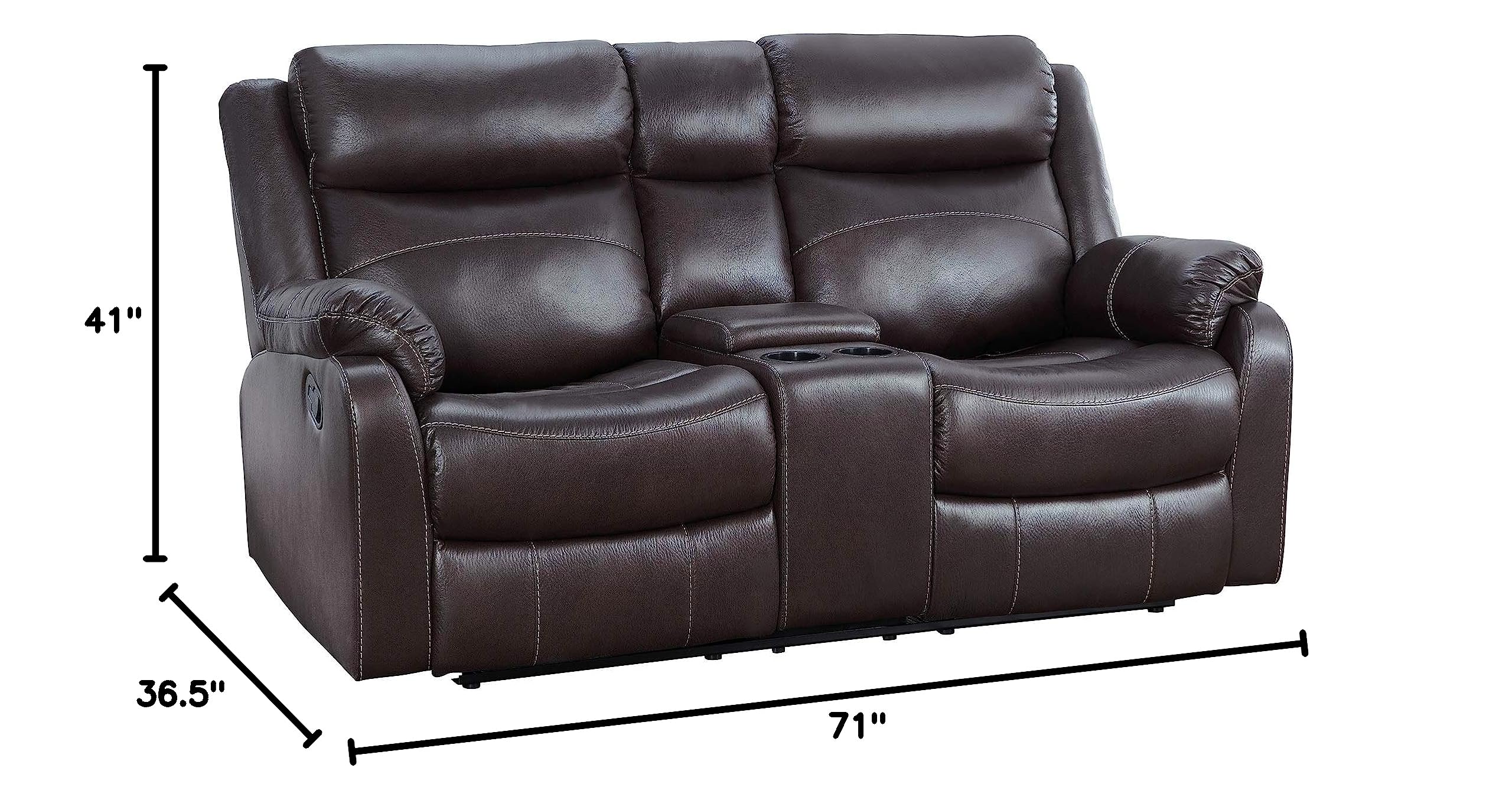 70" Microfiber Double Reclining Loveseat W, Dark Brown
