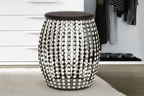 Metal Side End Accent Table End Table with Crystal Embellishments