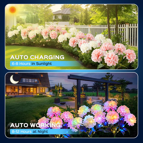 4 Pack Solar Garden Lights Outdoor, LED Colorful Waterproof Solar Powered