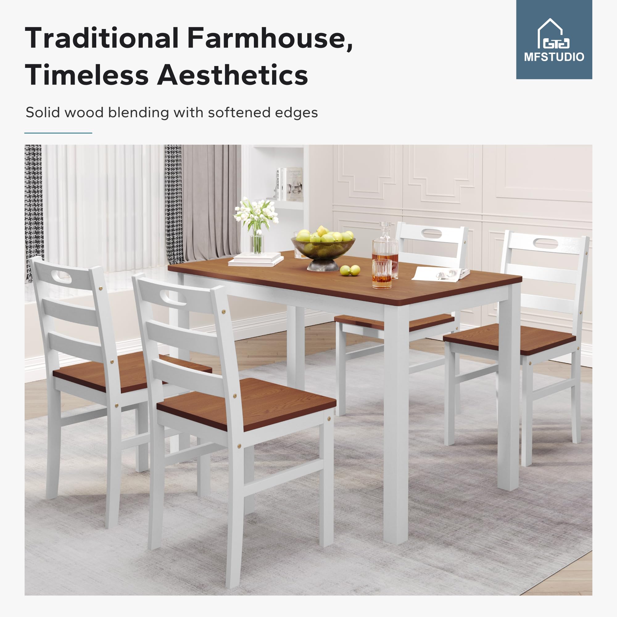 5-Piece Dining Table Set with 4 Chairs