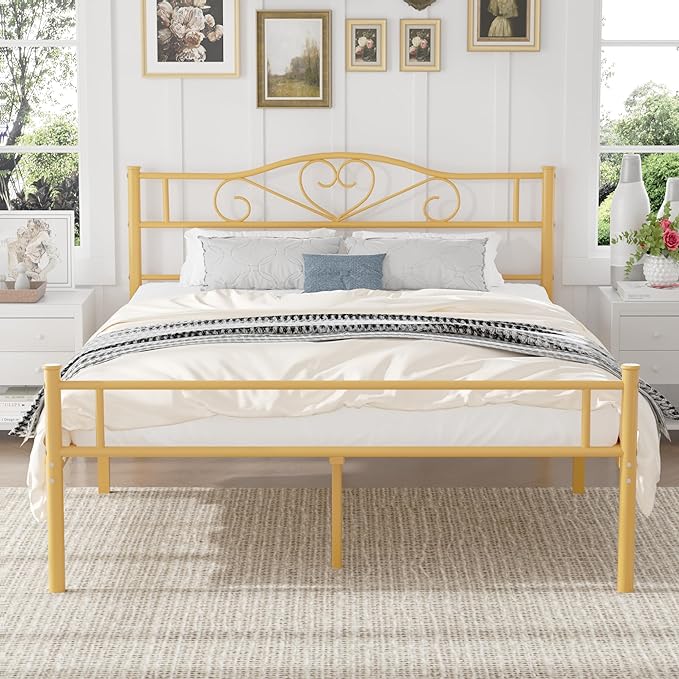 14 Inch Twin Size Metal Platform Bed Frame with Headboard and Footboard