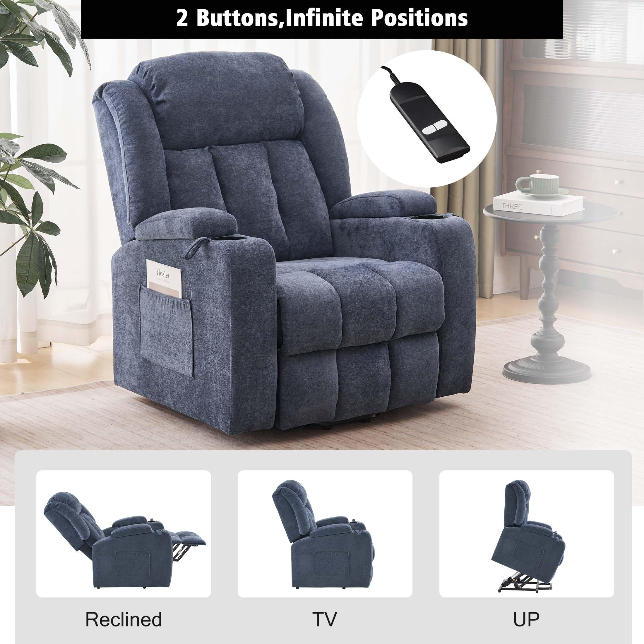 StoneCraft Nova Electric Lift Recliner Chair – Massage, Heat, Cup Holders & Side Storage