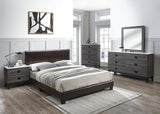 Faux Leather Upholstered Full Size Bed in Grey