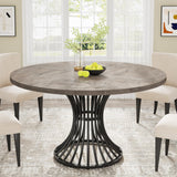 Round Dining Table, 47-Inch Farmhouse Dinning Room Table, Industrial Dinner Table