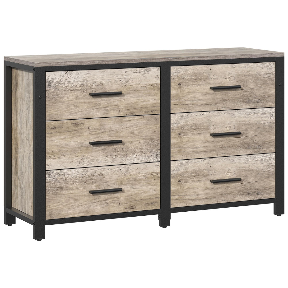 6 Drawer Dresser for Bedroom,Light Oak 47" Wooden Dressers for Bedroom,