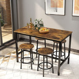 5 Pcs Dining Table Set, kitchen Table and Chairs for 4 Kitchen Counter with Bar Height