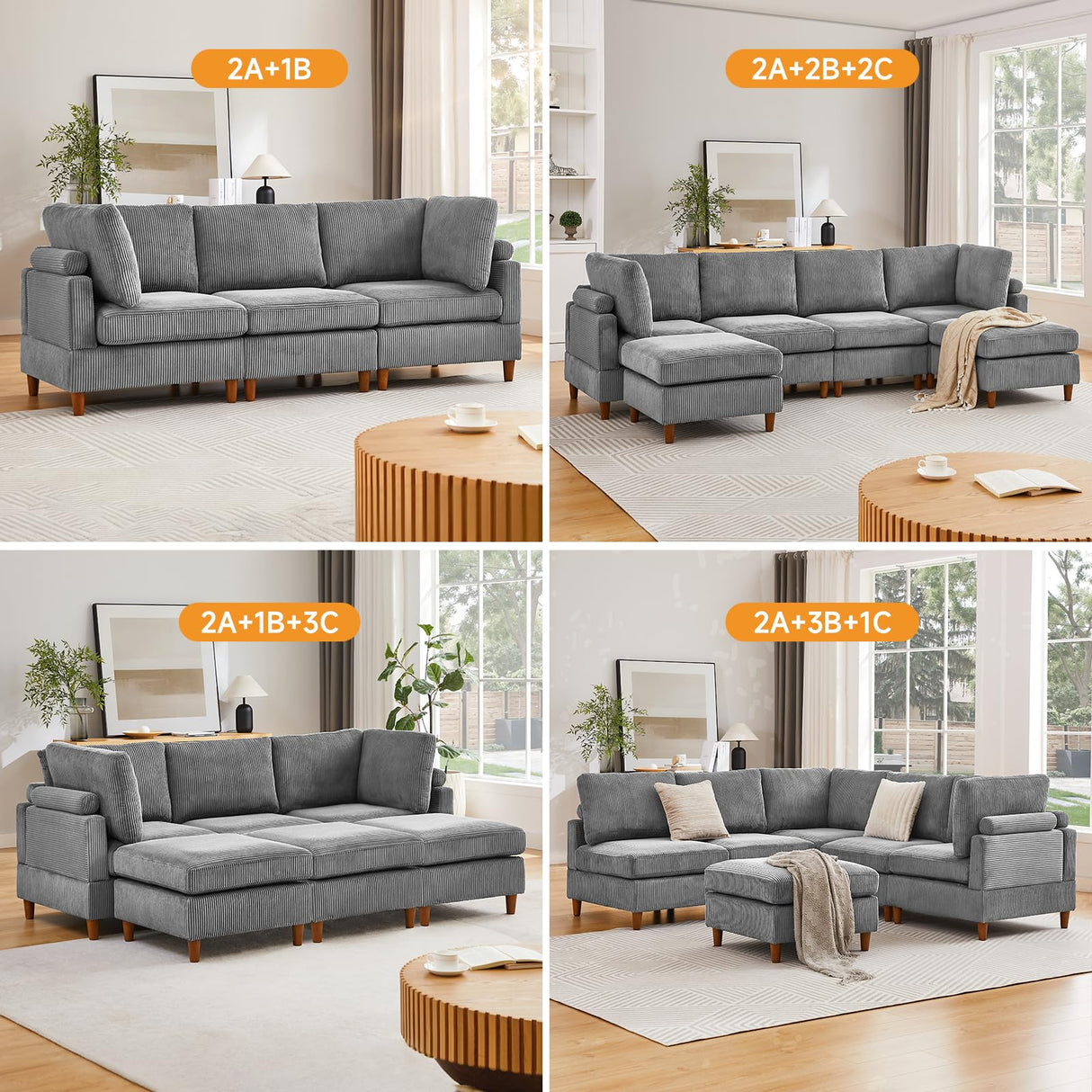 ONBRILL Ottoman Module for Modular Sectional Sofa Couch for Living Room,Dark Grey(Module - C)