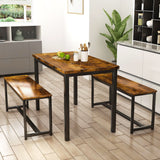 Dining Room Table Set, Kitchen Table Set with 2 Benches, Ideal for Home, Kitchen