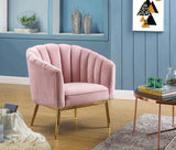 Colla Velvet Upholstery Accent Chair in Blush Pink and Gold