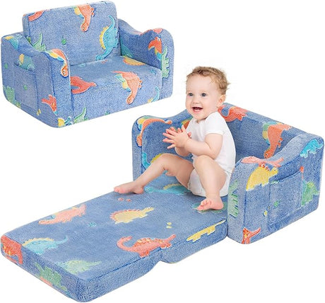 Toddler Couch, K2 2-in-1 Fold Out Toddler Sofa, Convertible Toddler Sofa to Lounger