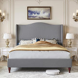 Queen Size Bed Frame Upholstered Platform Bed with 51" Tall Headboard Wingback,