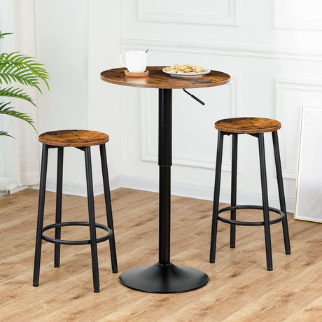 Bar Table, Height-Adjustable Round Pub Table 27-35.4 Inches, Cocktail Table