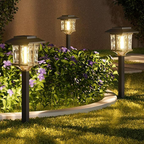 Solar Outdoor Lights 15 LM Garden Lights with Metal Glass, 2-Tone Bronze & Wood