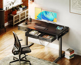 Electric Standing Desk with Drawers, Height Adjustable Desk with Power Outlets & LED Lights