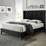 Amelia Velvet Tufted Queen Platform Bed in Gray