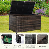 Outdoor Storage Box, 120 Gallon Waterproof Resin Wicker Deck Box for Patio Garden